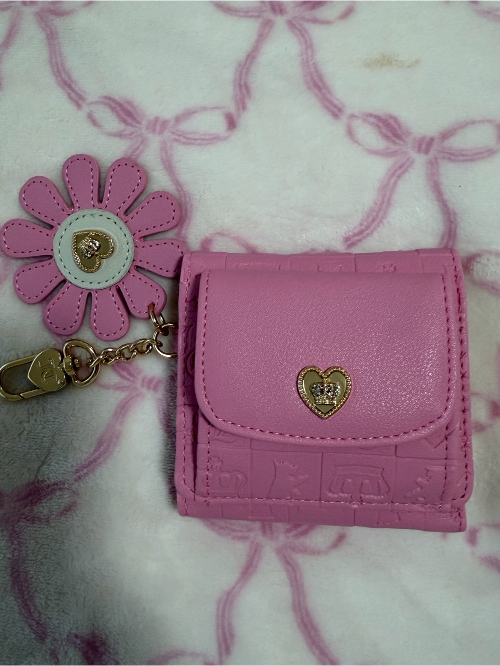 Juicy Couture Pink Floral Charm Mini Wallet Clutch